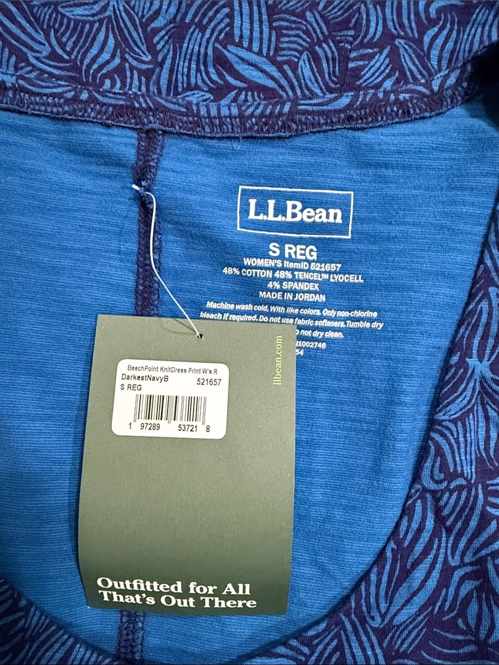 L.L. Bean Women's Beech Point Dress In Darkest Navy Botanical Size Small NWT